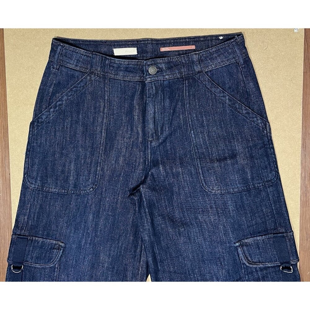 pilcro anthropologie size 27 denim cargo jeans Wide Leg blue Zipper - Picture 10 of 12